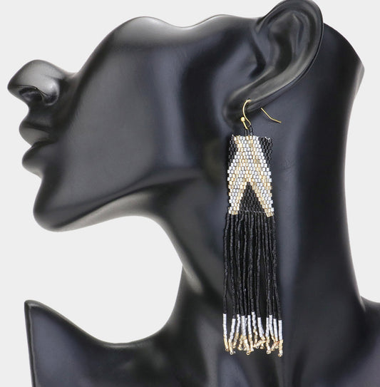 Beads Fringe Statement Earrings