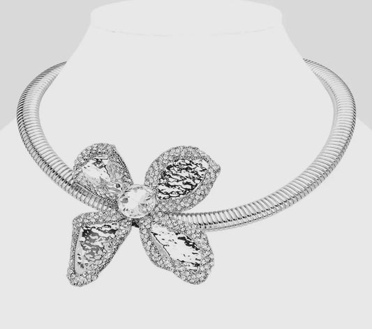 Silver Chocker with Flower