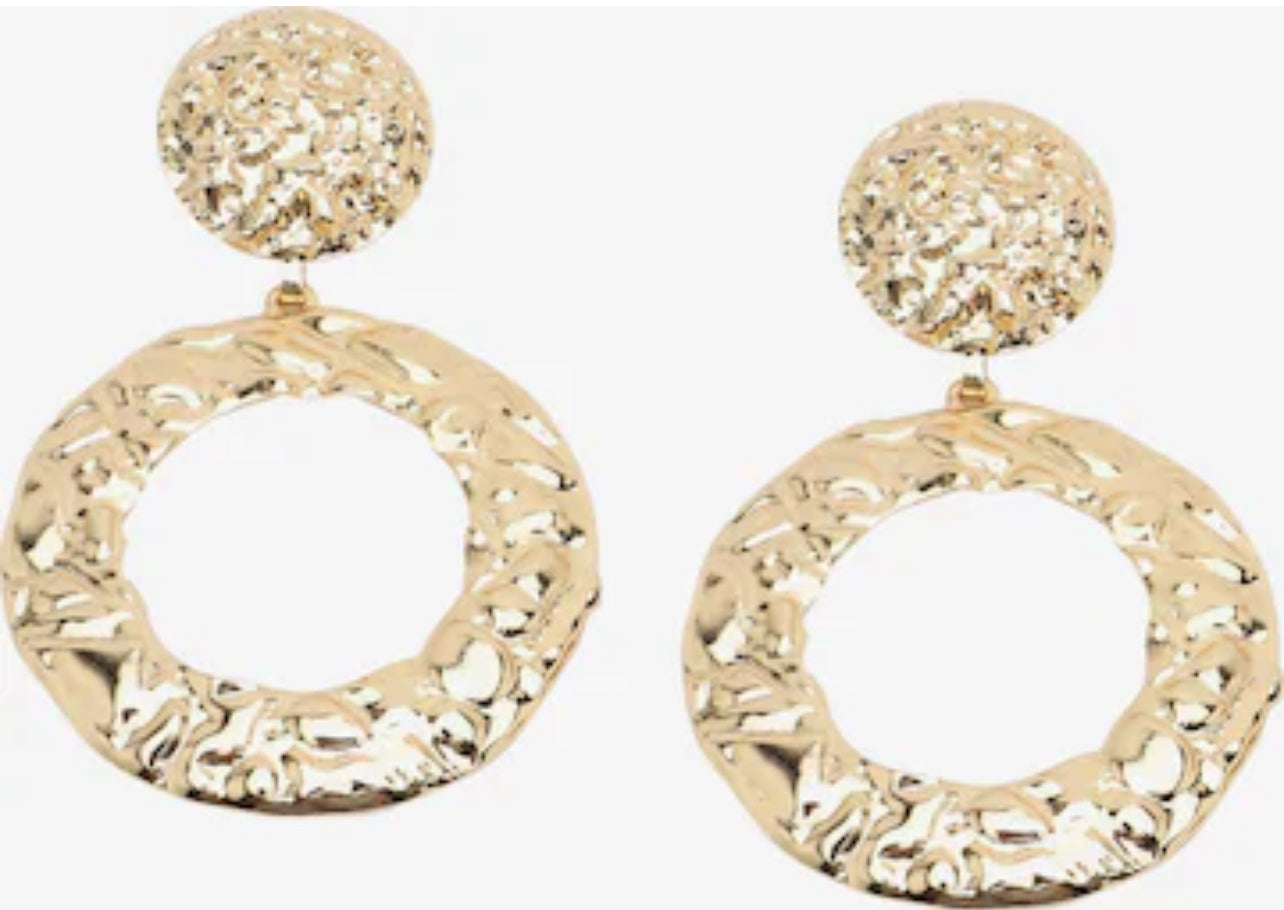 Gold Crusher Dangle Earrings