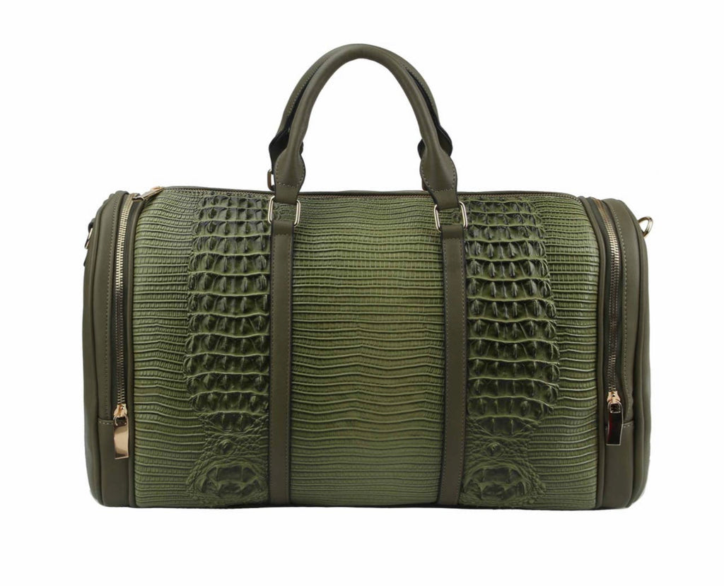 Olive Croc Duffel Bag