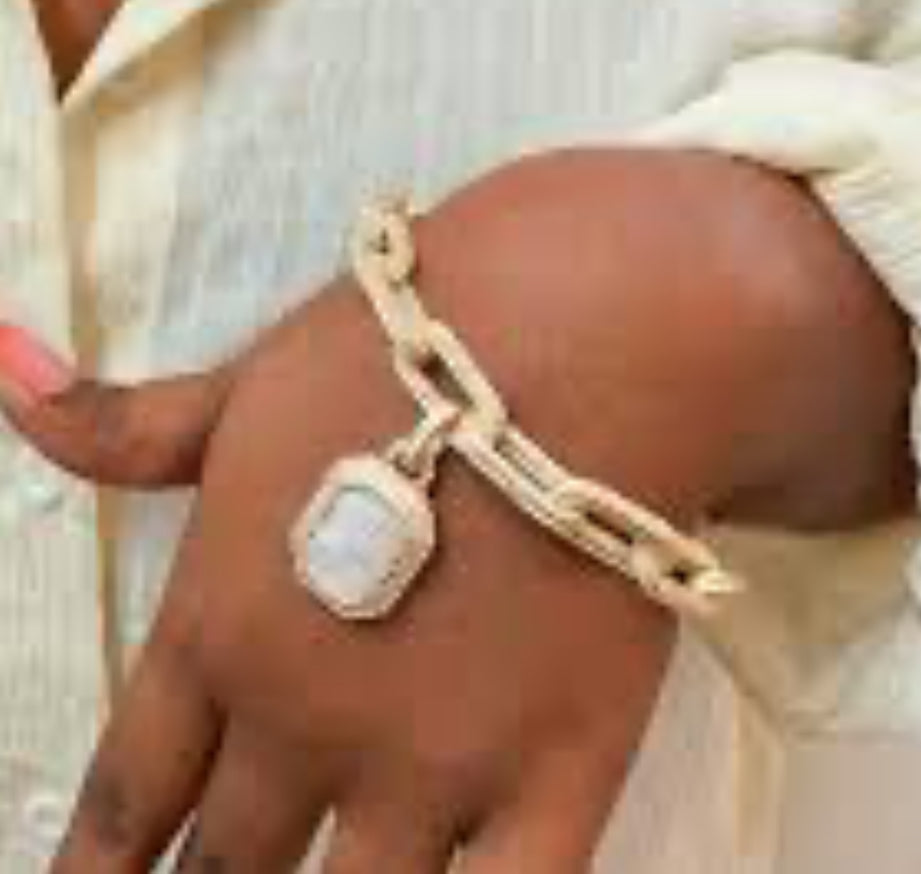 GOLD PLATED MOTHER OF PEARL OCTAGON BRACELET