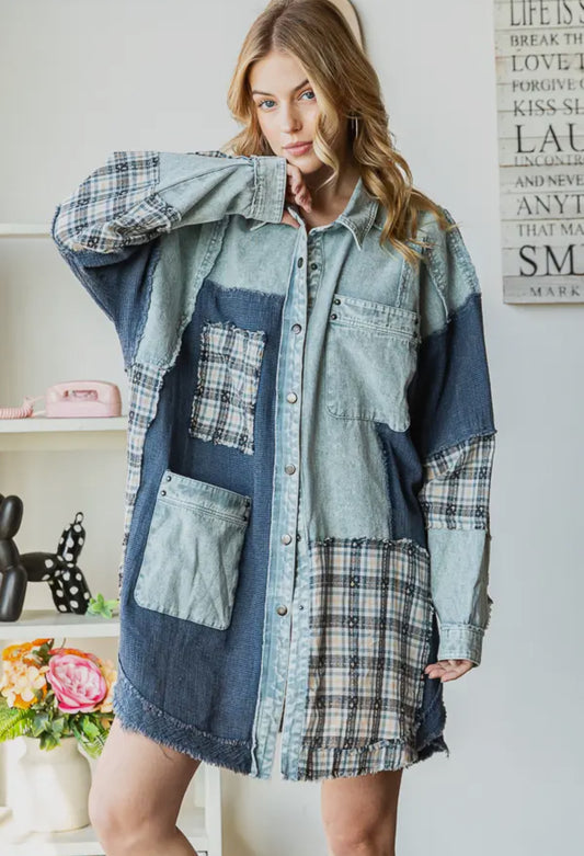 Biloxi Mixed Plaid Denim Shirt