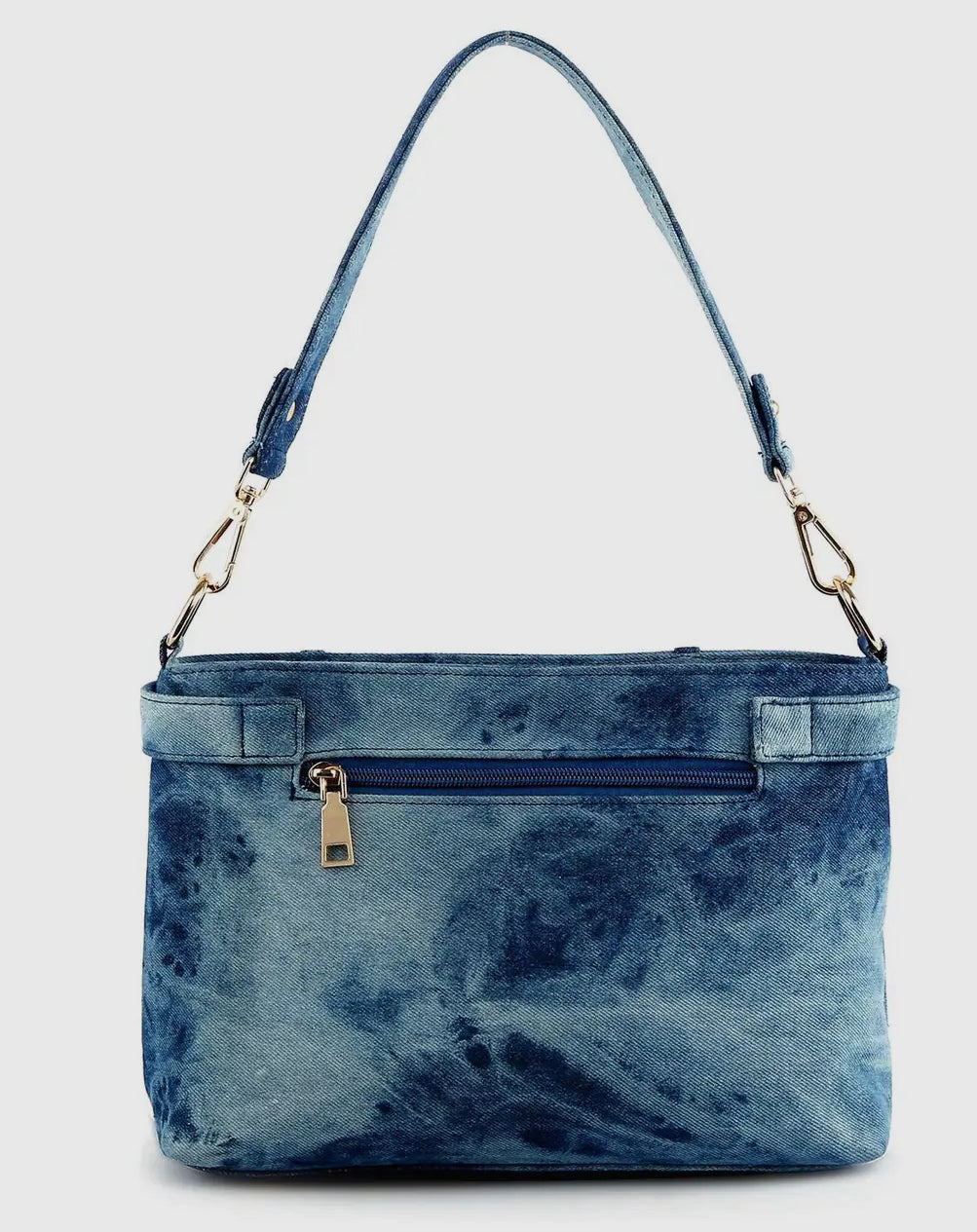 Denim BlueBelted Rhinestone Shoulder Bag