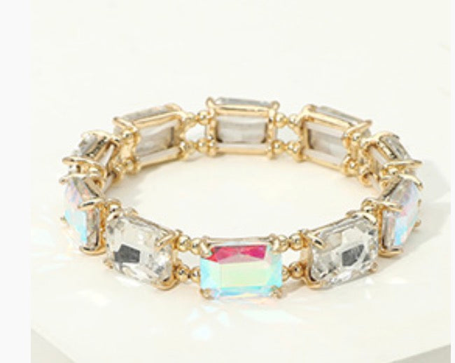 Cushion Square Stone Stretch  Bracelet