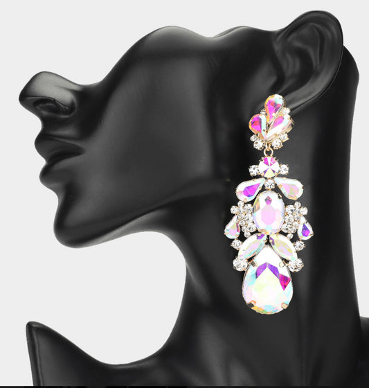 Teardrop Oval Marquise Stone Embellished Earrings