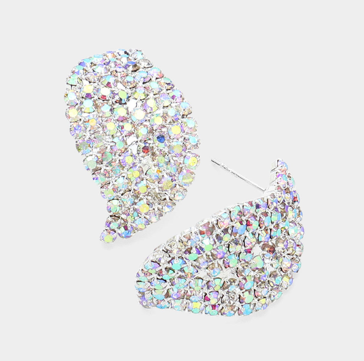 AB Swirl Crystal Rhinestone Stud Earrings