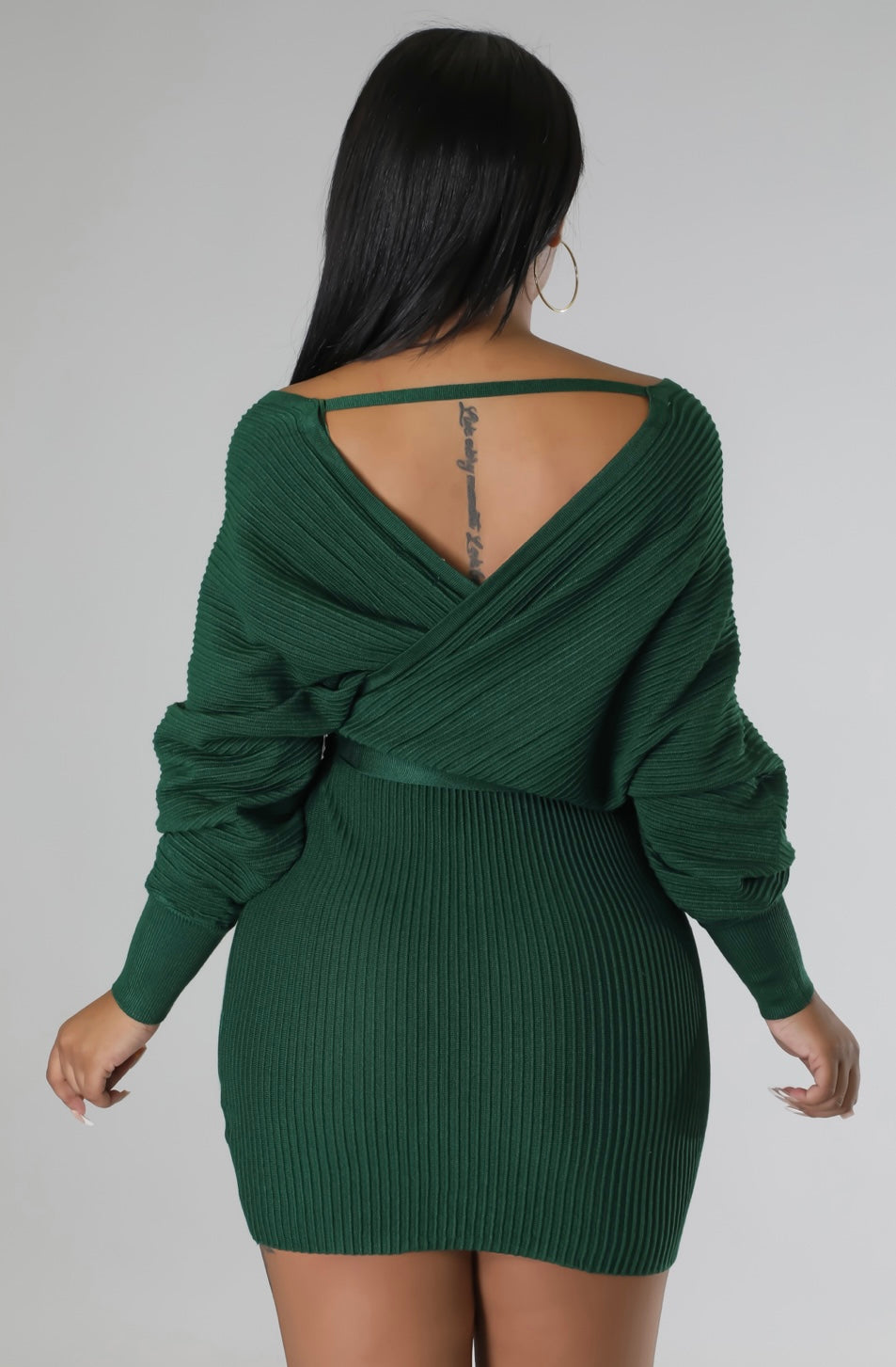 See You Sweater Dress -Forest Green