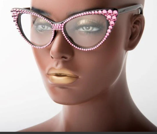 Celebrity Rhinestone Cat Clear Lens _Pink