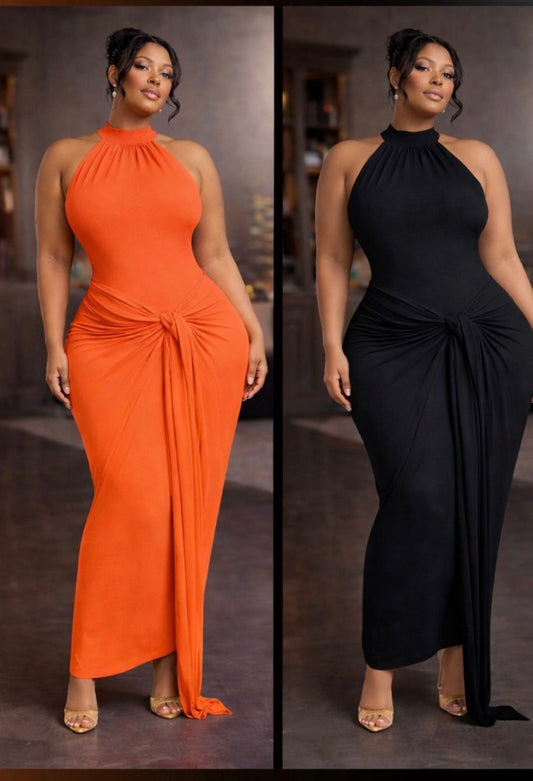 Stepping Out In Style Sleeveless Drape Tie Dress