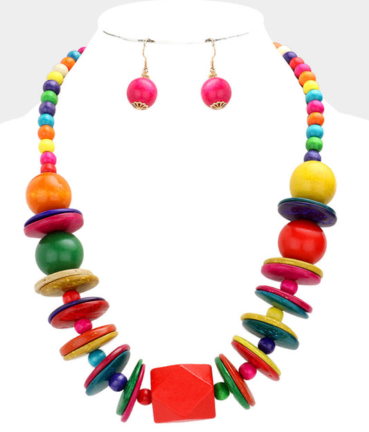 Colorful Wood Necklace