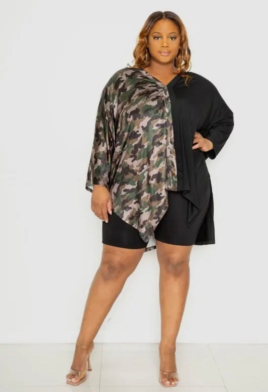 Twisted Camo Oversized Top