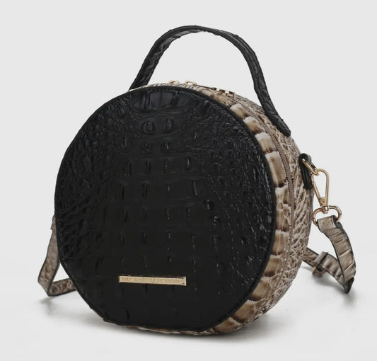 Croc-Embossed Round Crossbody Bag by Mia K.