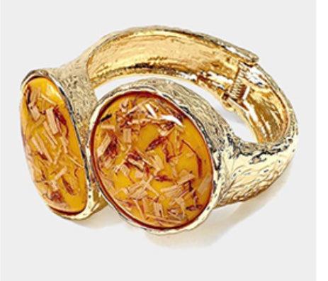 Double Confetti Stone Hinged Bracelet