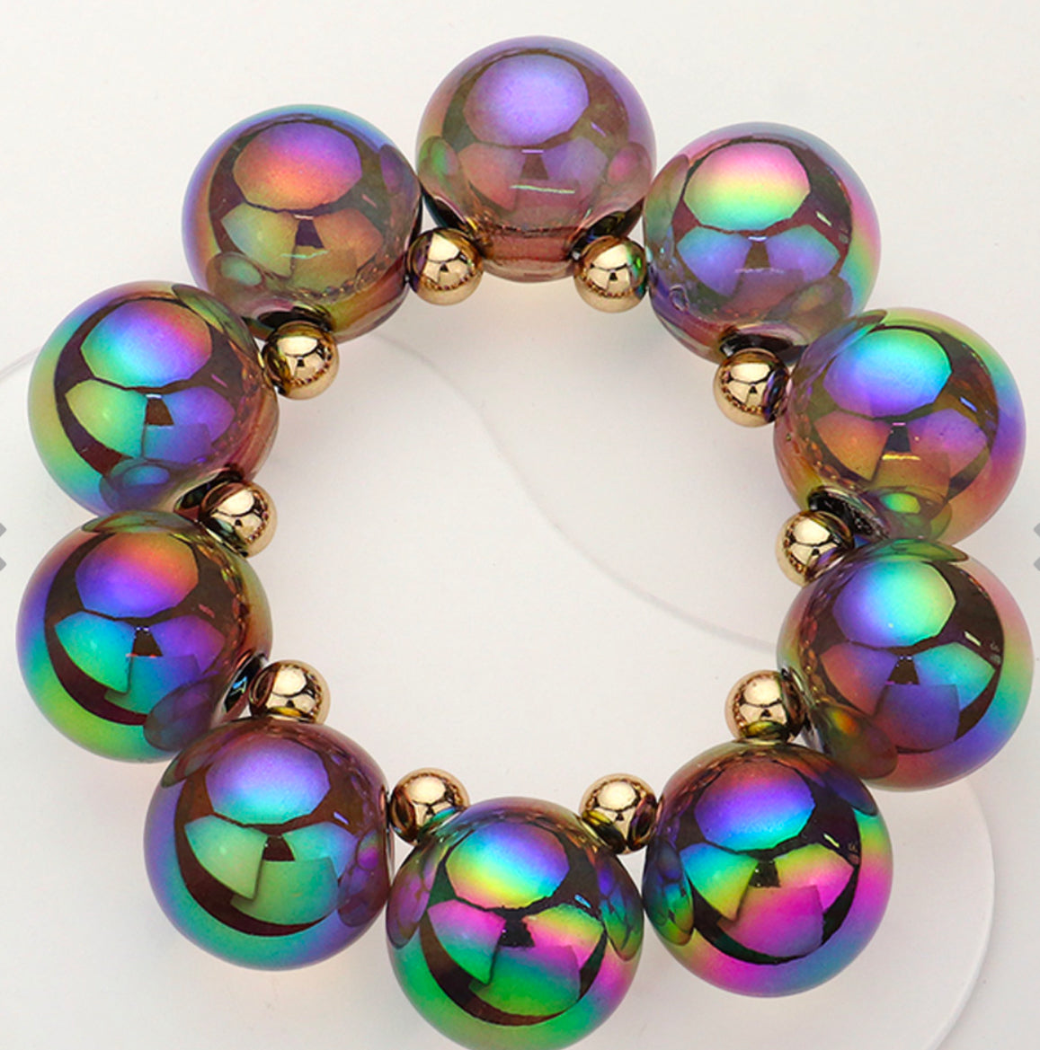 Chunky Iridescent Ball Beaded Bracelet