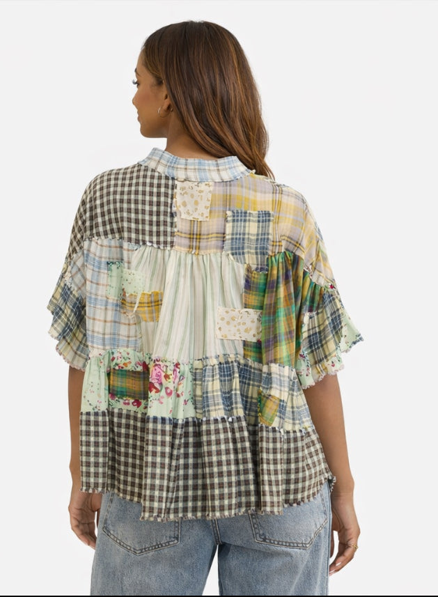 Mad Plaid Mixed Media Shirt
