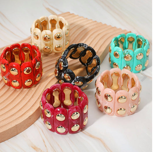 Color-Block Acrylic Stretch Cord Bracelet