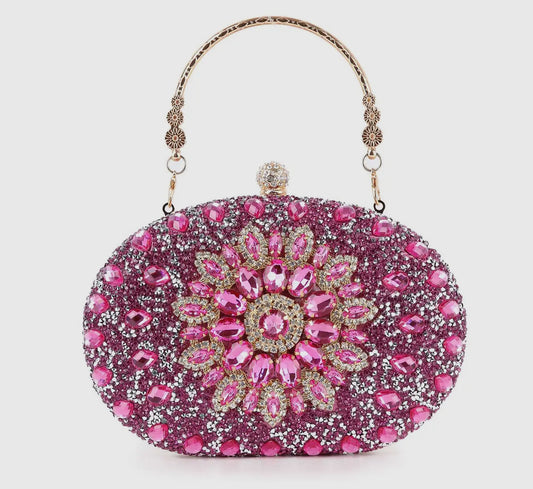 Rhinestone Sunflower Clutch Bag