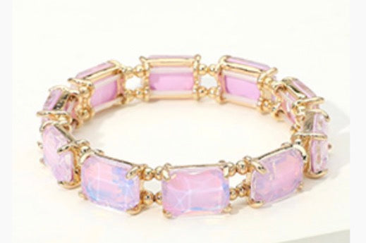 Cushion Square Stone Stretch  Bracelet