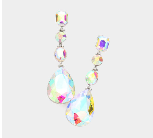 Teardrop Crystal Stone Earrings_AB