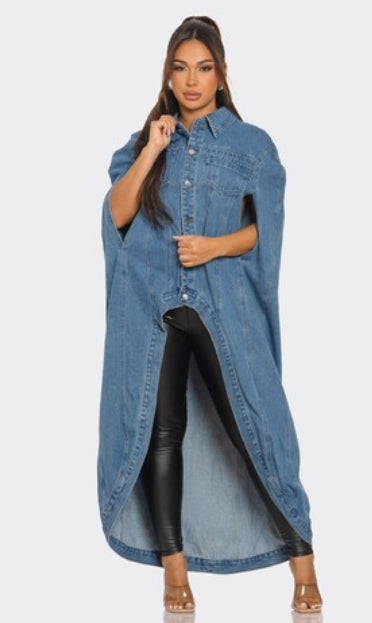 Talk to Me Denim Maxi Poncho