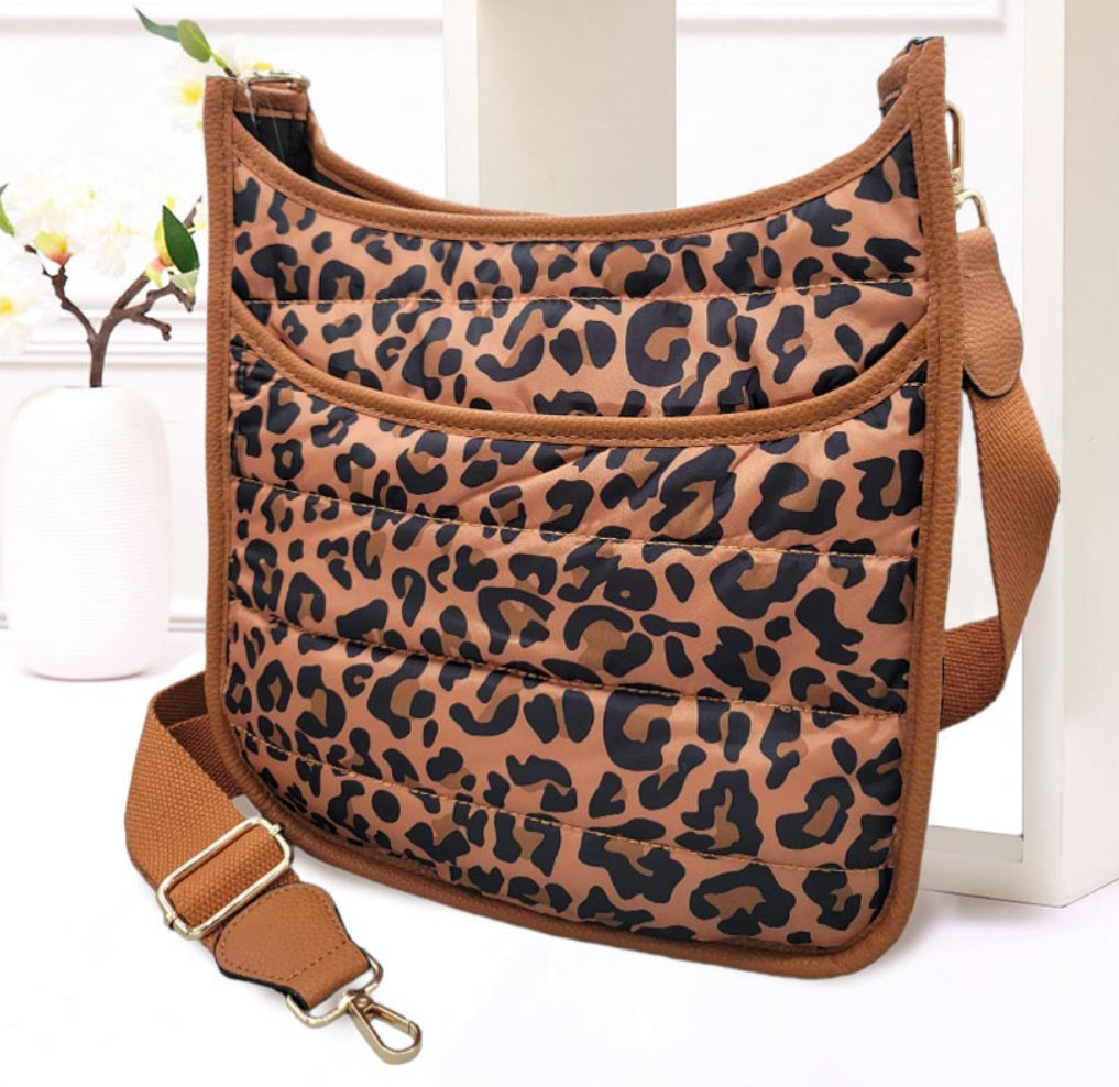 Paisley Leopard Puffer Crossbody Bag