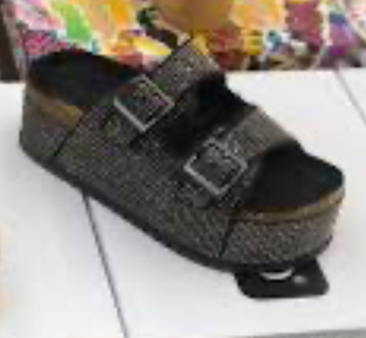 THE BIRK PLATFORM SLIDE IN BLACK CRYSTAL