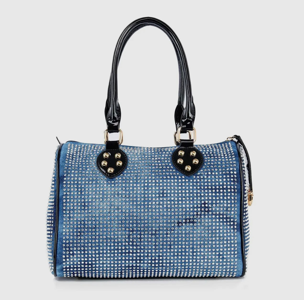 Sophisticated Blue Rhinestone Satchel Bag