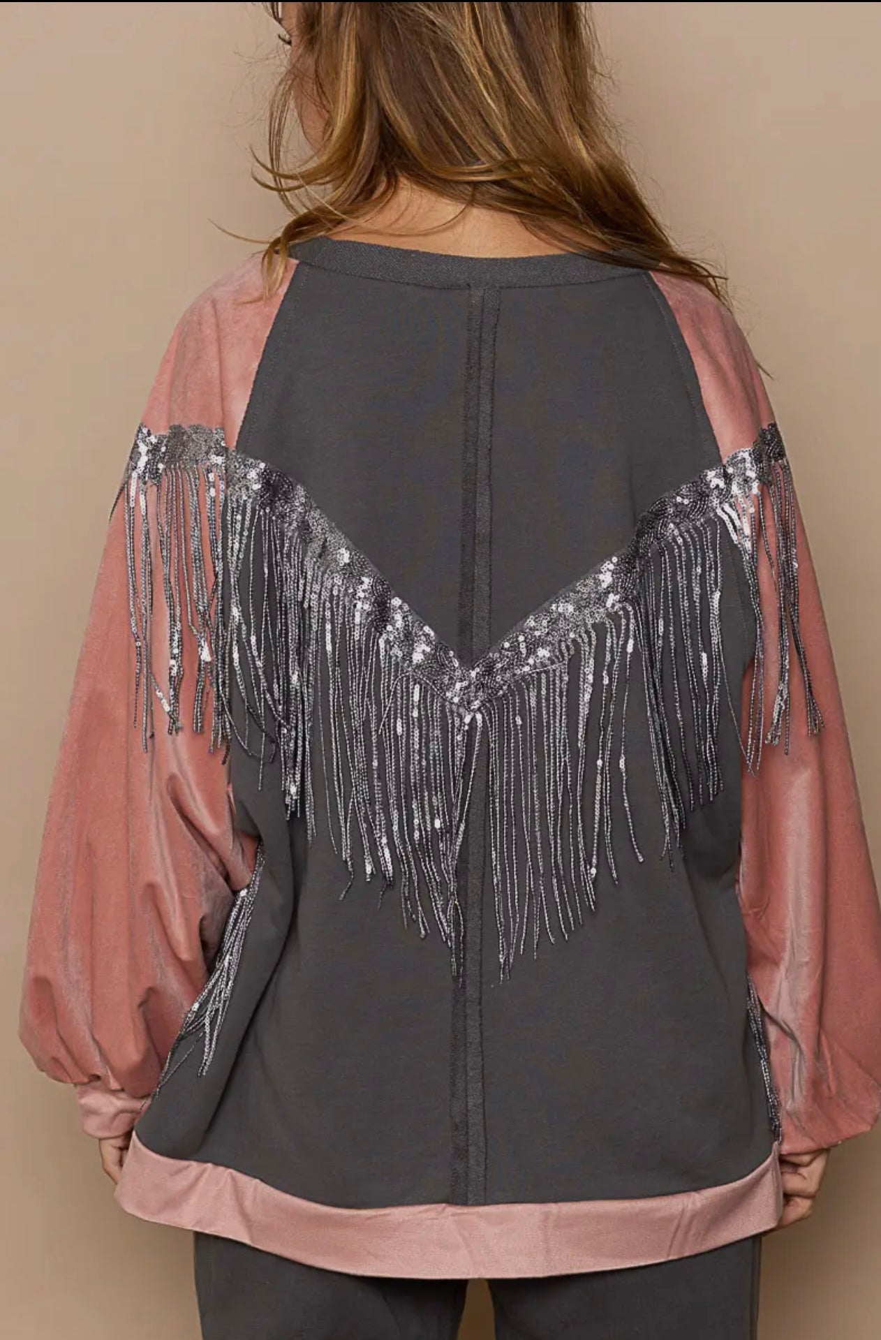 Say It With Love French  Sequin Tassel Top