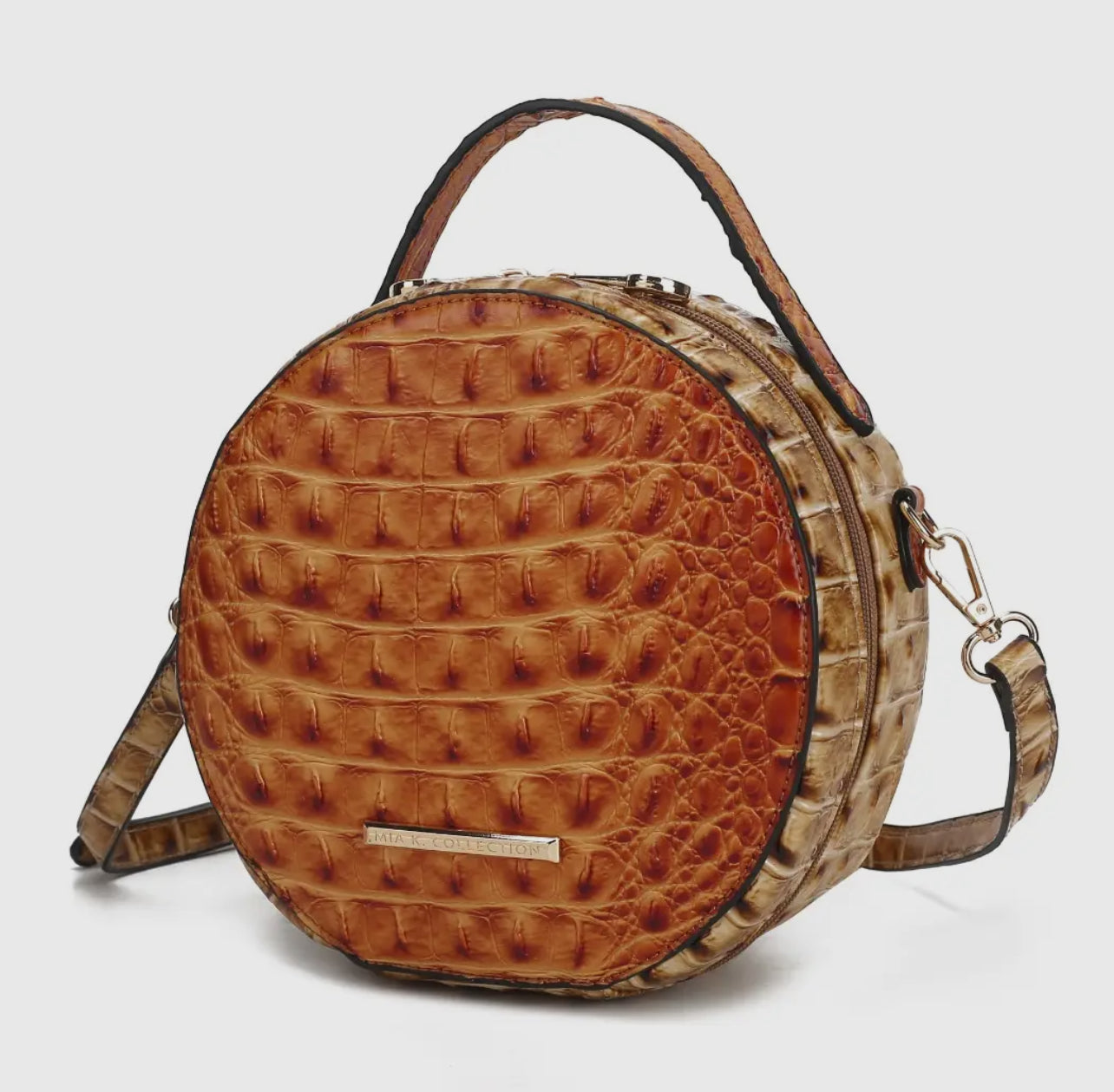 Croc-Embossed Round Crossbody Bag by Mia K.