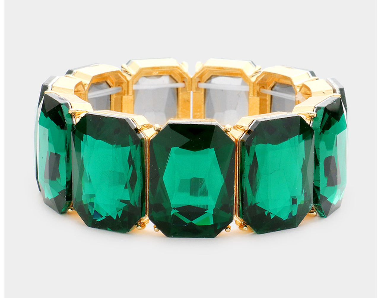 Emerald Cut Stone Stretch Bracelet