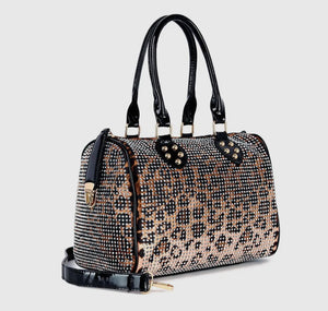 Sophisticated Leopard Rhinestone Satchel Bag