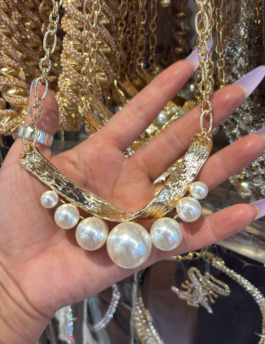 Gold & Pearl Statement Necklace