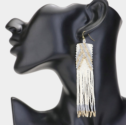 Beads Fringe Statement Earrings