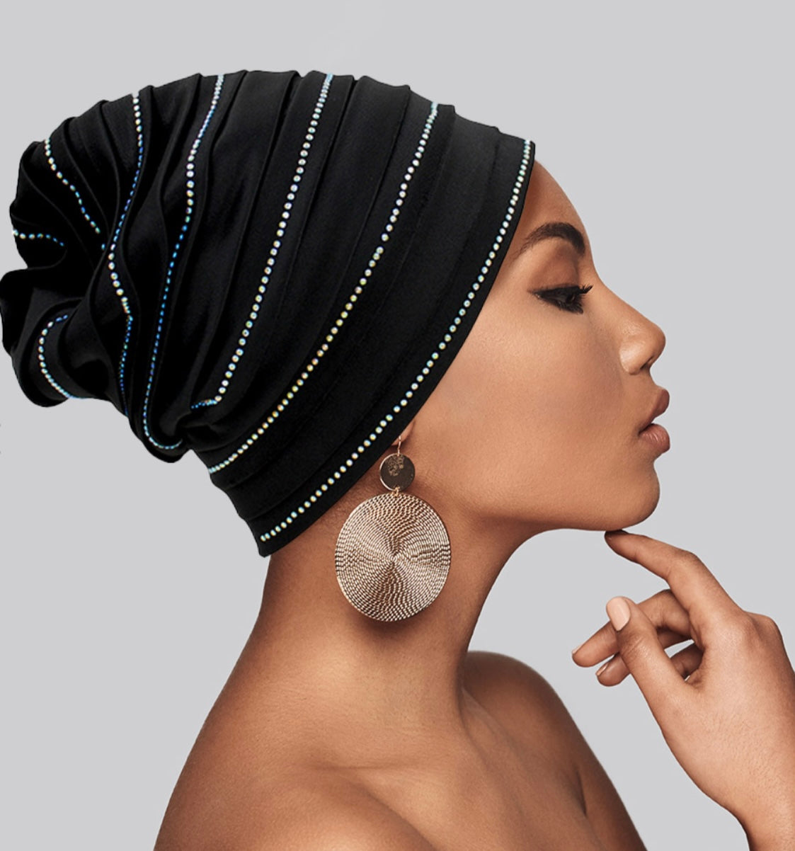 Bling Accented Turban Hat