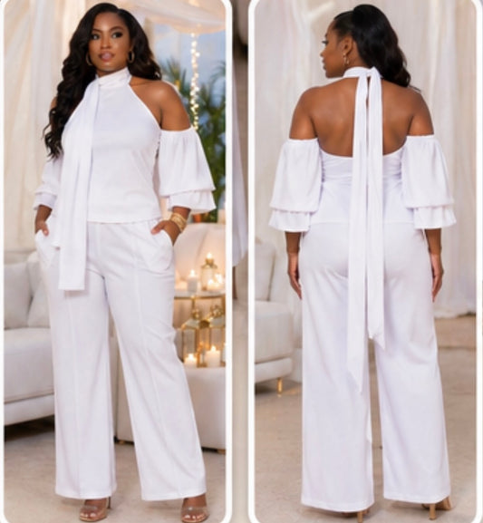 Dynasty 2pc Pant Set_White