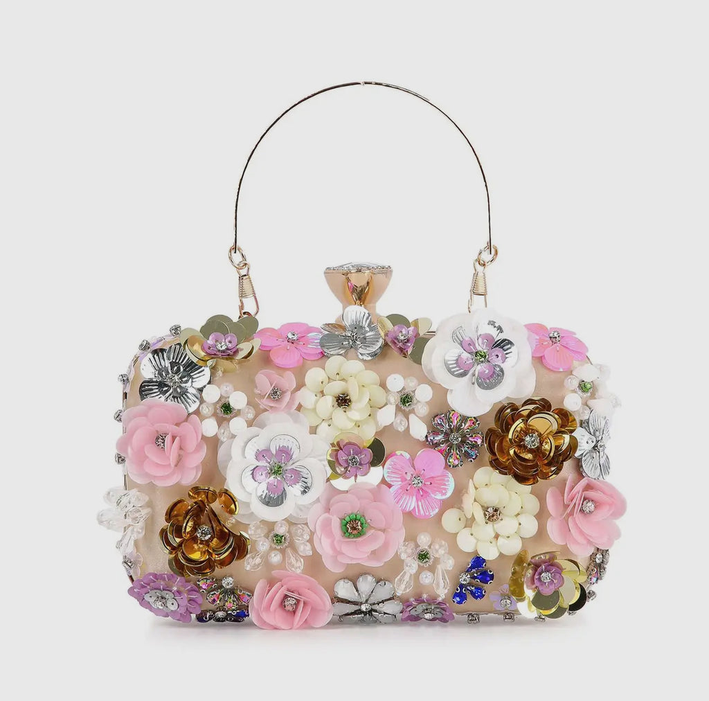Gold Luxury Pearl Flower Clutch Bag