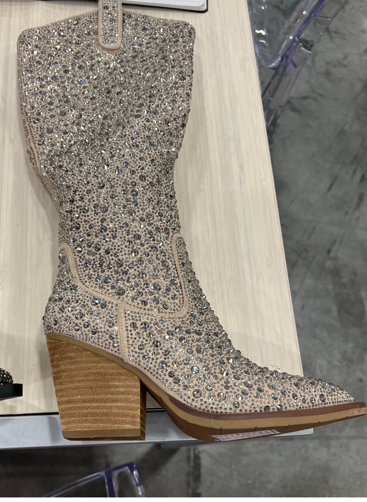 Katy Tall Rhinestone Taupe Boot