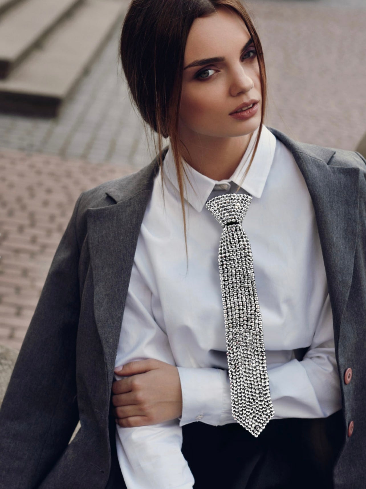 Silver Bling Neck Tie