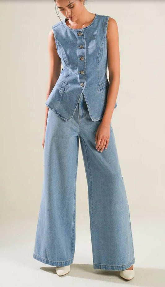 ADVENTURE AWAITS DENIM PANT SET