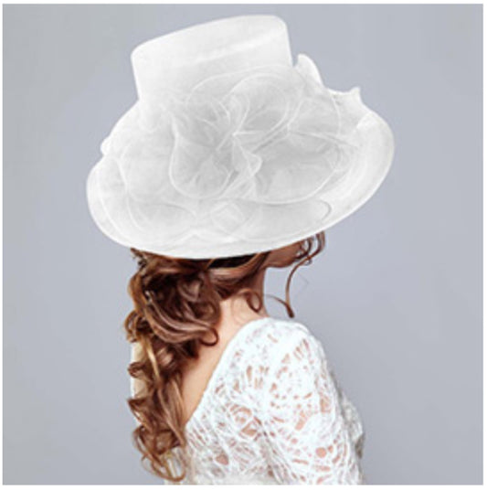 Sheer Flower Accented Dressy Hat