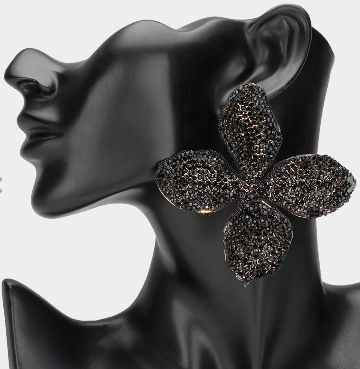 Oversized Bling Studded Flower Earrings