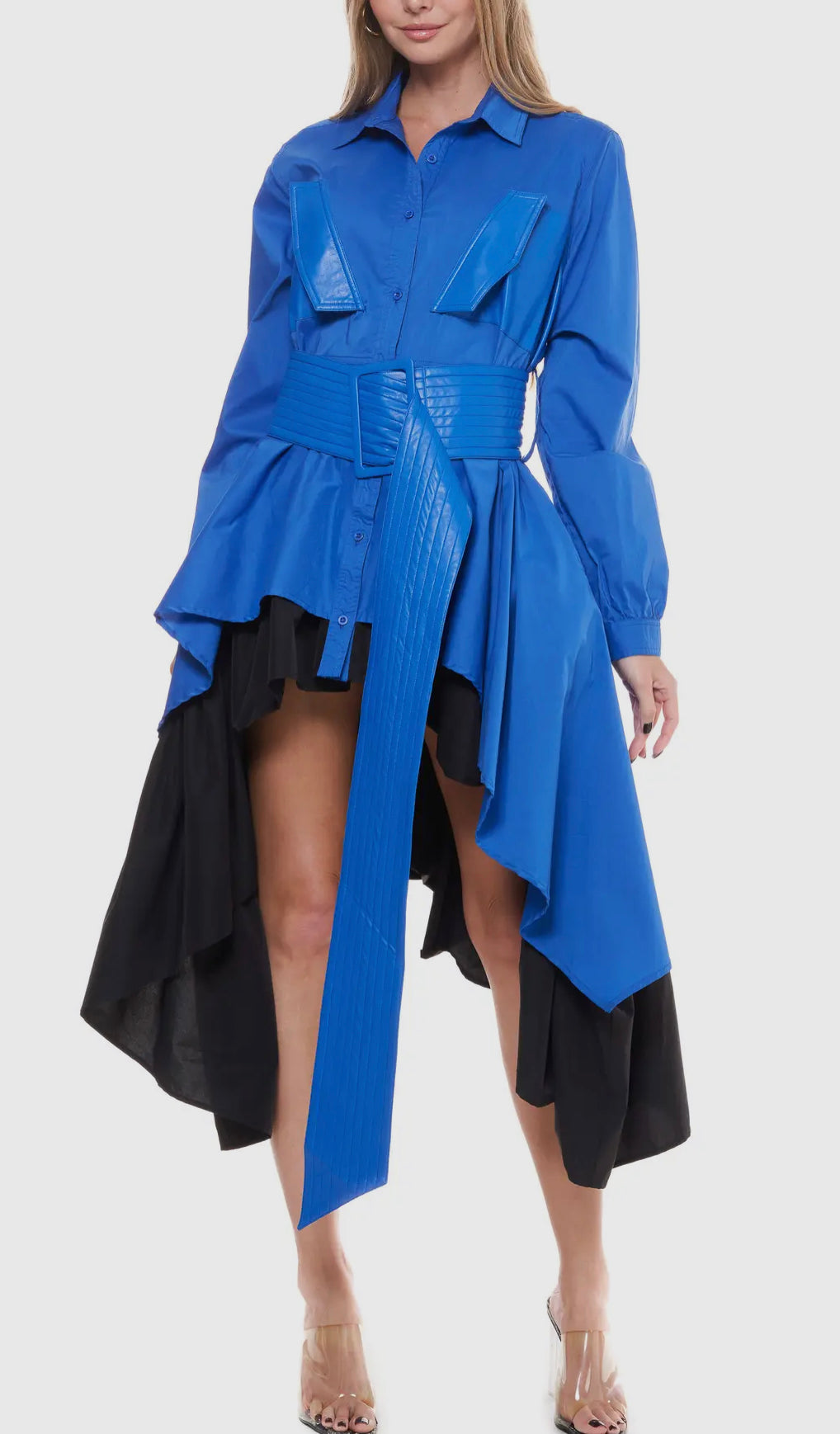 Major Vibez Faux Leather Tunic/Dress_Blue