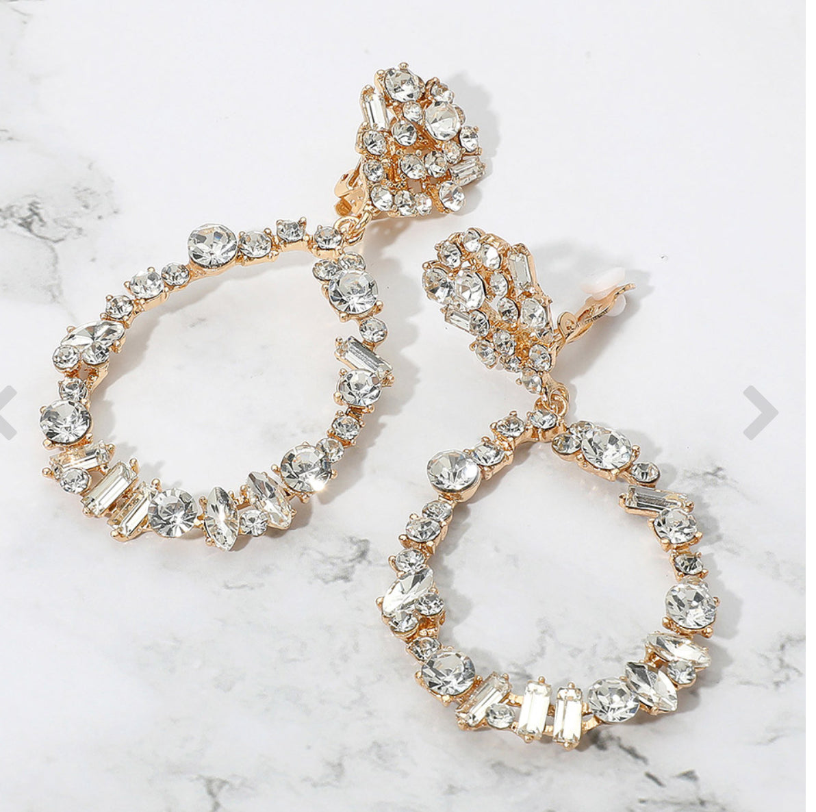 Bold Mixed Shaped Stone  Embellished Dangle Clip On Earrings