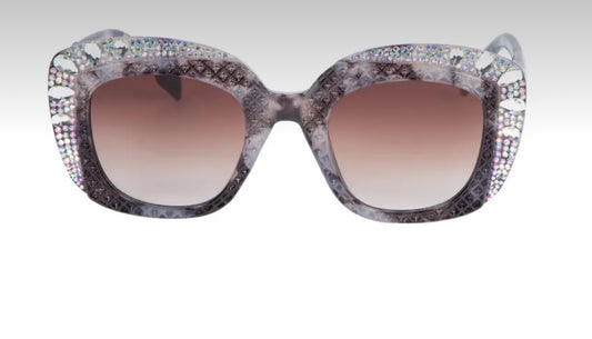 FLOSSY RHINESTONE ROUND SUNGLASSES