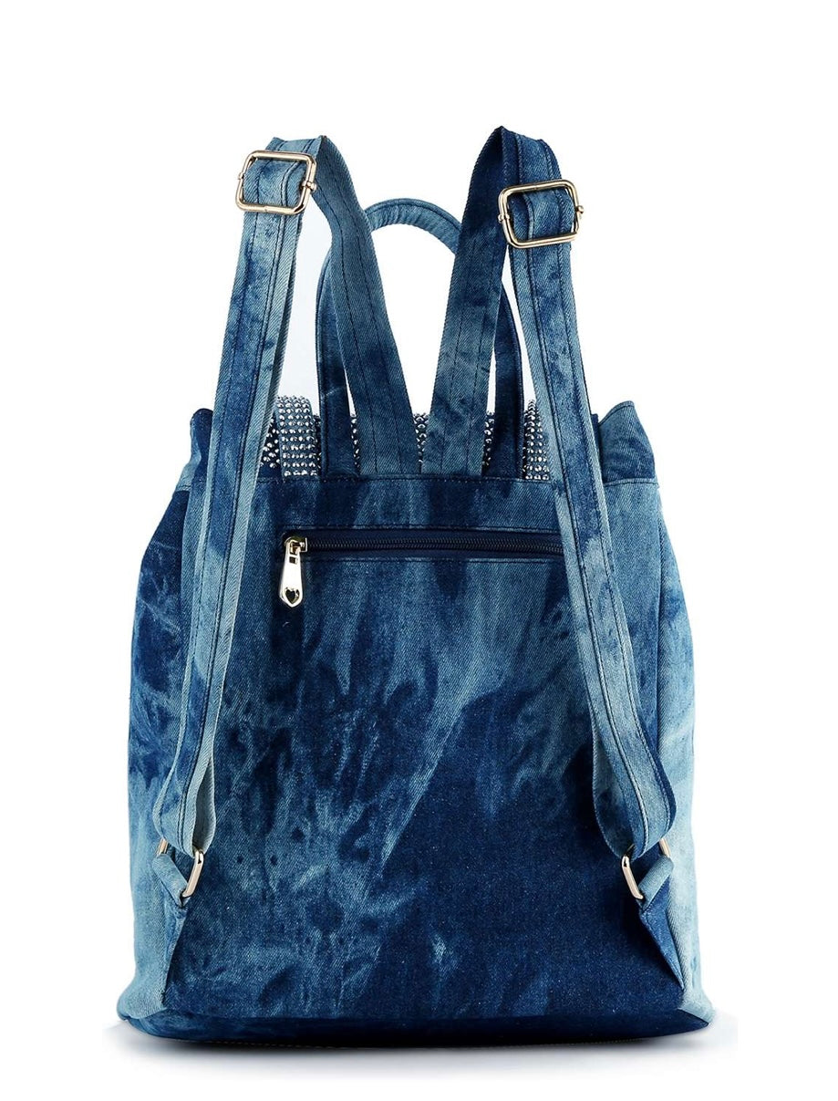 Denim Rhinestone Backpack