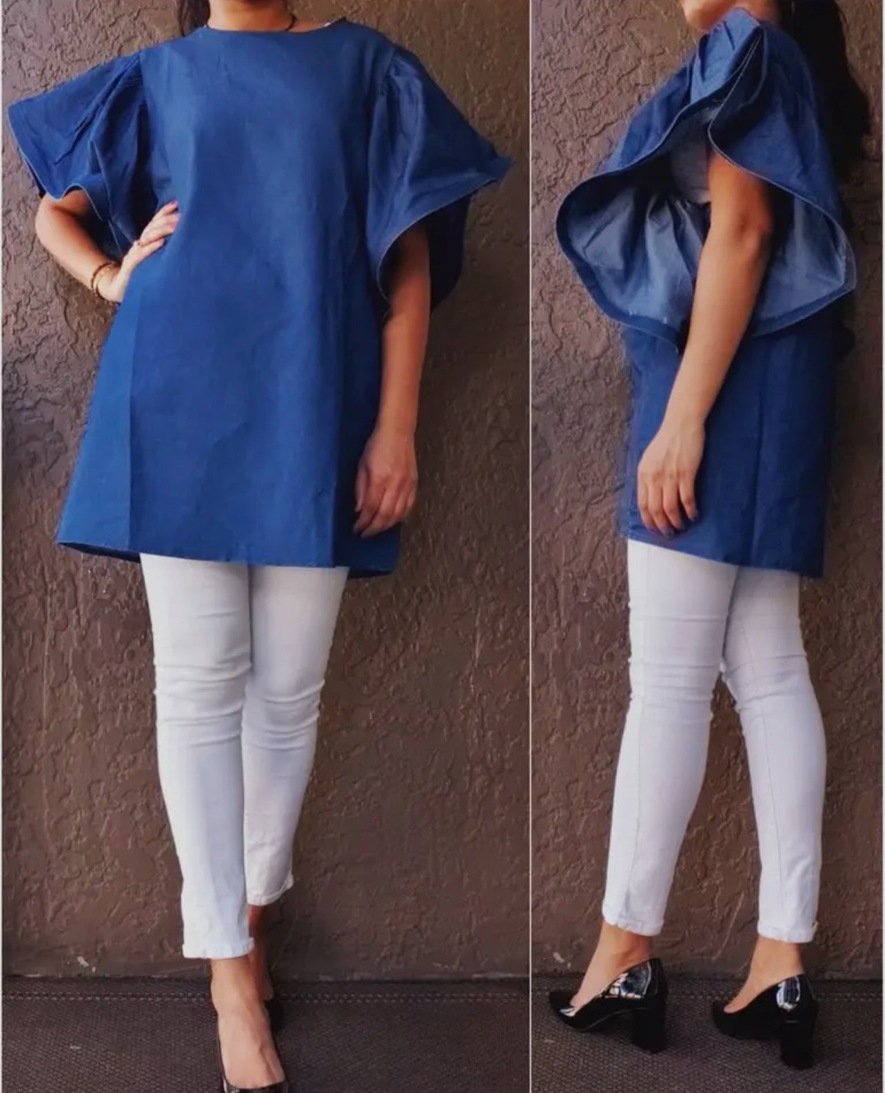 Leslie Tunic Denim Wide Sleeve Top