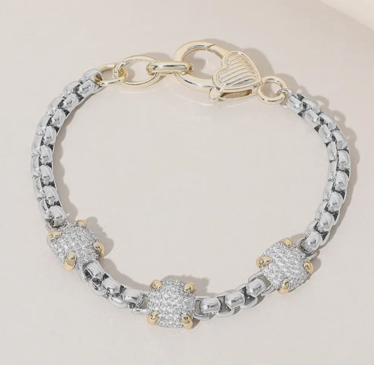 14K GOLD PLATED CLEAR CZ STONE BRACELET