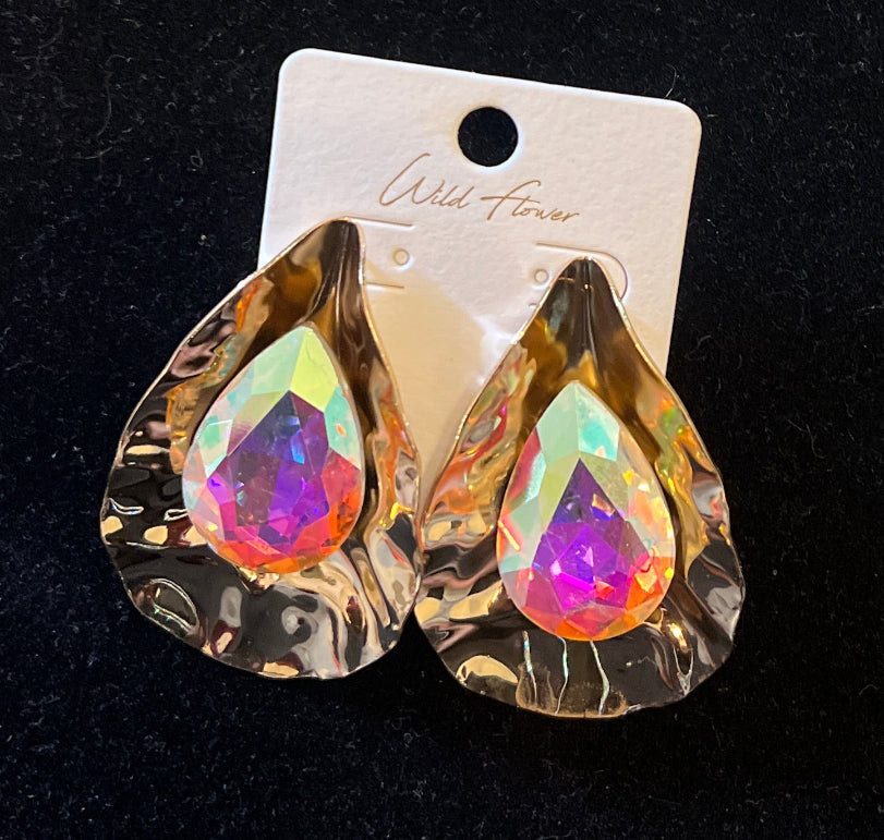 EILEEN BIG TEARDROP EARRINGS AND CRYSTALS