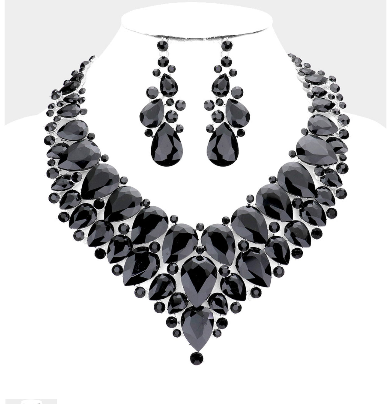 Teardrop Cluster Rhinestone Collar Necklace