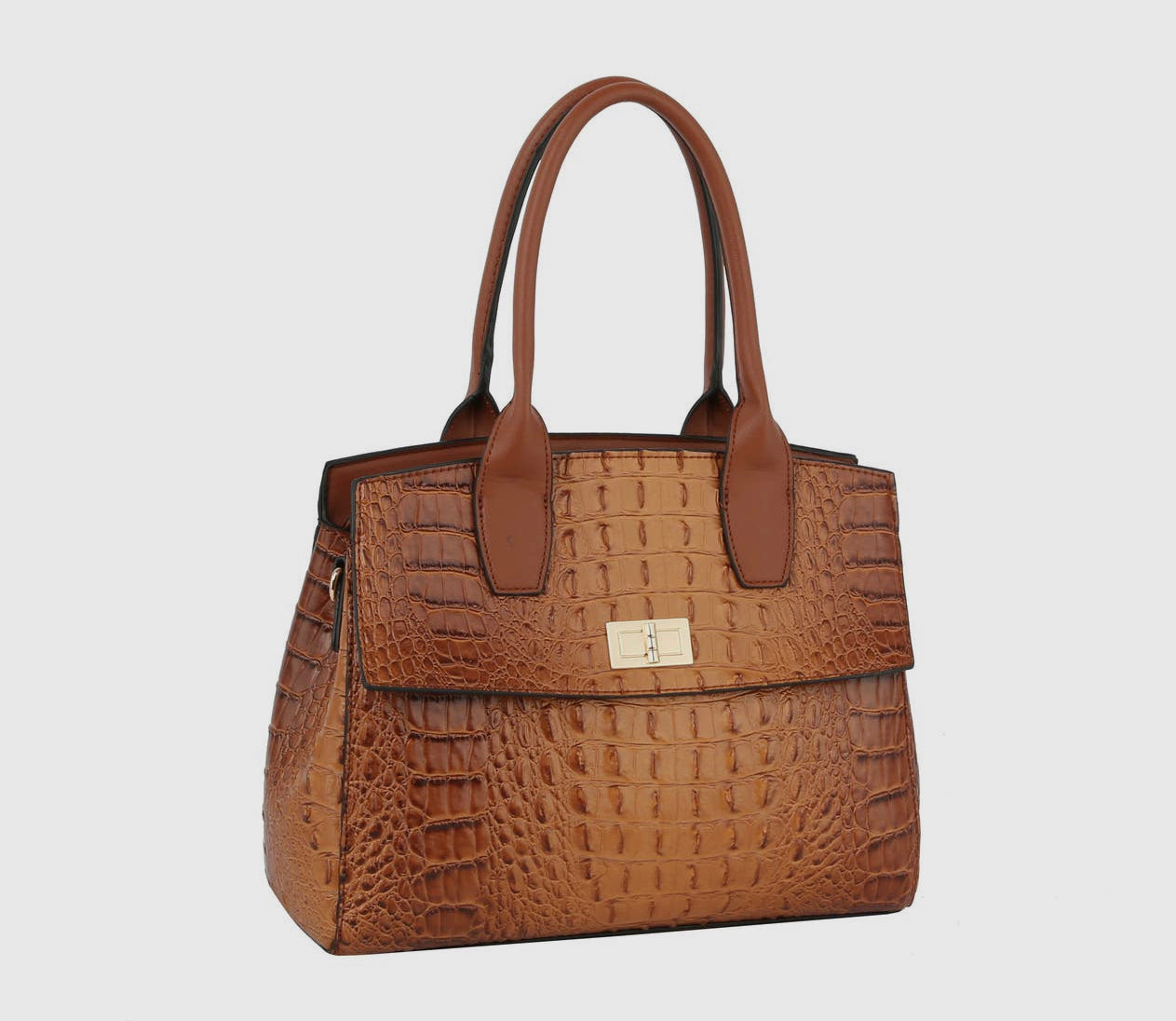 Brown Classic Croc Handle Bag